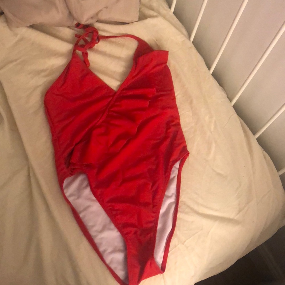 Red Ruffle Swimsuit - Picture 4 of 5